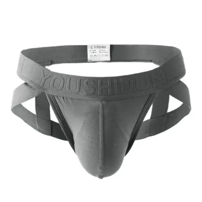 Solid Color Jockstrap with Strappy Decor - Image 3