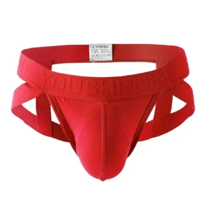 Solid Color Jockstrap with Strappy Decor - Image 6