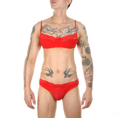 Lace Trim Lingerie Set for Men - Image 4