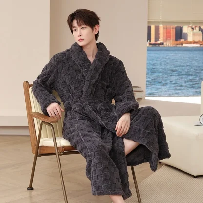Warm Thickened Robe with Long Sleeve - Image 3