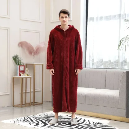 Cozy Zippered Robe with Hoodie - Image 2