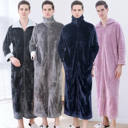 Warm Robe Sleepwear Long Zip Pajama - Image 2