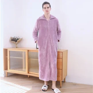 Warm Robe Sleepwear Long Zip Pajama