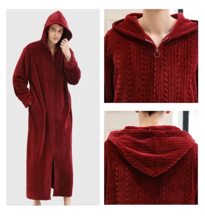 Cozy Zippered Robe with Hoodie - Image 10