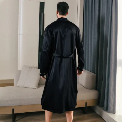Open Front Shiny Robe with Waist Tie - Image 2
