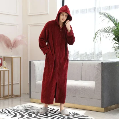 Cozy Zippered Robe with Hoodie - Image 3