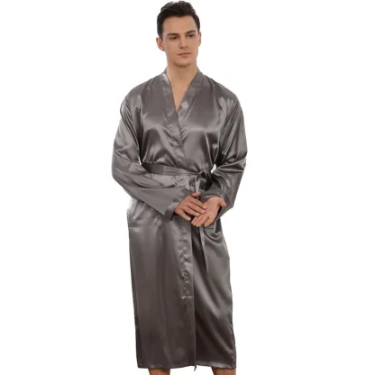 Soft Glossy Solid Color Robes with Pocket - Image 6