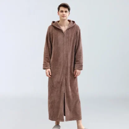 Cozy Zippered Robe with Hoodie - Image 6