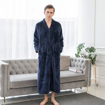 Thickened Zippered Sleepwear Robe - Image 4