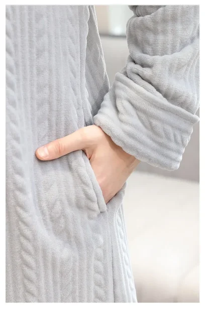 Cozy Zippered Robe with Hoodie - Image 15