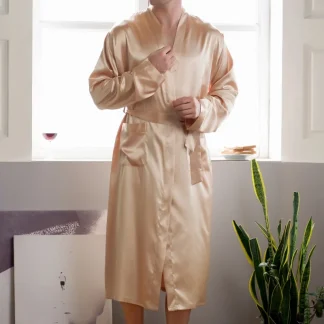 Soft Glossy Solid Color Robes with Pocket