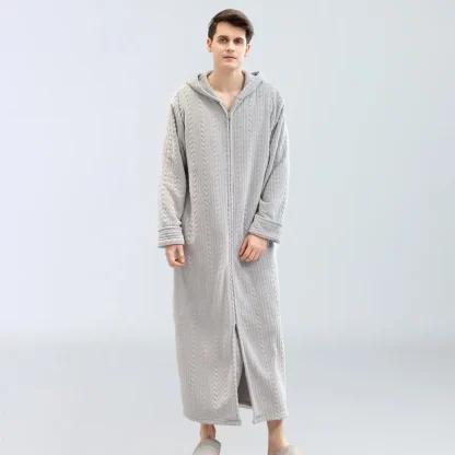 Cozy Zippered Robe with Hoodie - Image 5