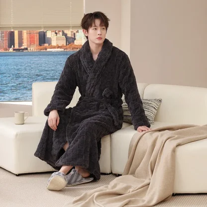 Warm Thickened Robe with Long Sleeve - Image 2