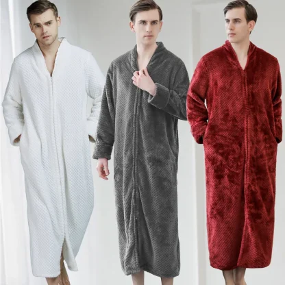 Thickened Zippered Sleepwear Robe - Image 3