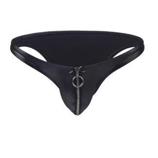 Black Sexy Brief with Zippered Crotch