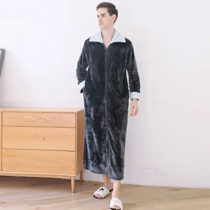 Warm Robe Sleepwear Long Zip Pajama - Image 5