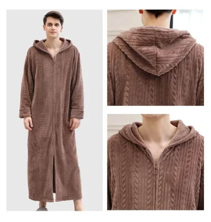 Cozy Zippered Robe with Hoodie - Image 8