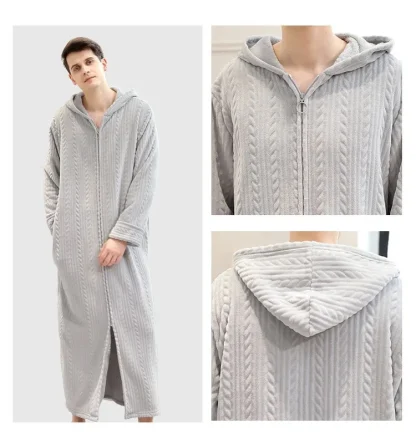 Cozy Zippered Robe with Hoodie - Image 12