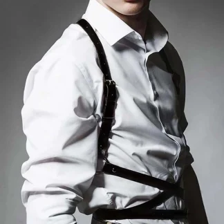Playful Black Body Harness for Men