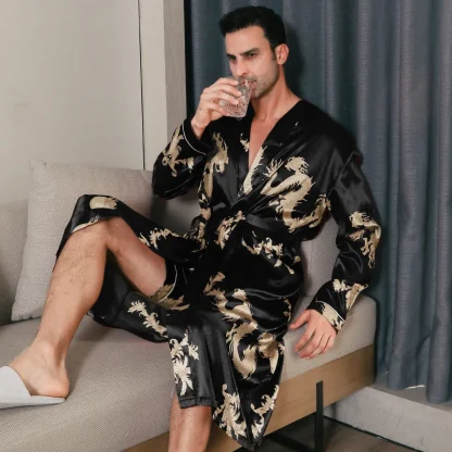 Shiny Robe with Printed Dragon - Image 3